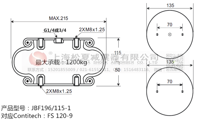 JBF196/115-1橡膠<a href='http://www.medici-italia.com/' target='_blank'><u>空氣彈簧</u></a>