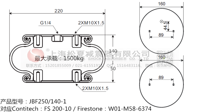 JBF250/140-1橡膠<a href='http://www.medici-italia.com/' target='_blank'><u>空氣彈簧</u></a>