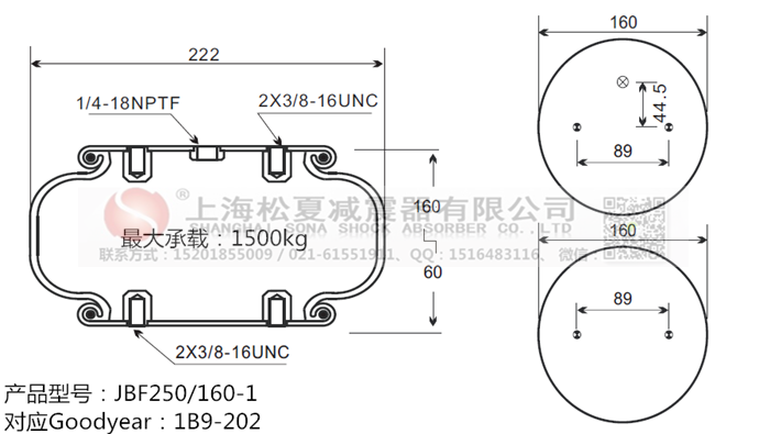 JBF250/160-1橡膠<a href='http://www.medici-italia.com/' target='_blank'><u>空氣彈簧</u></a>