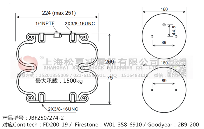 JBF250/274-2橡膠<a href='http://www.medici-italia.com/' target='_blank'><u>空氣彈簧</u></a>