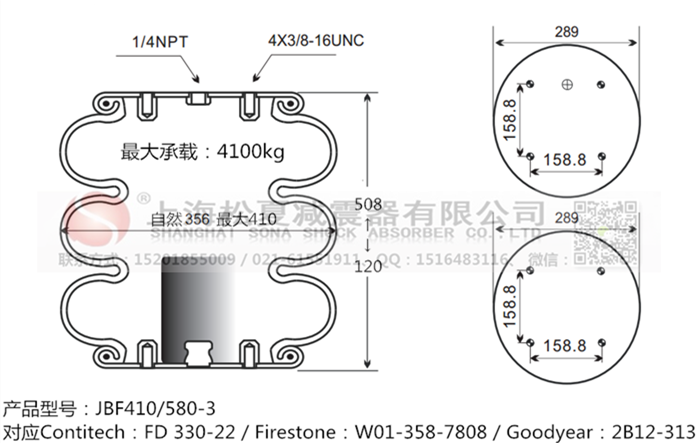 JBF410/580-3橡膠<a href='http://www.medici-italia.com/' target='_blank'><u>空氣彈簧</u></a>